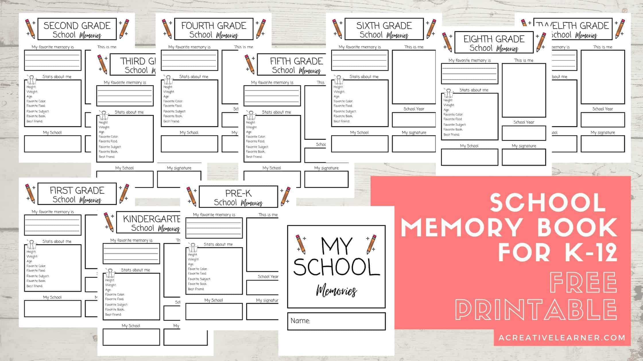 Printable Memory Book Pages