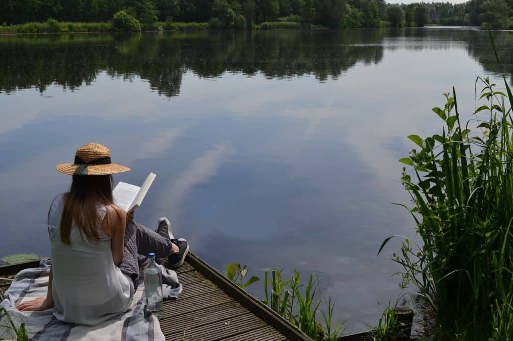 reading, lake, summer