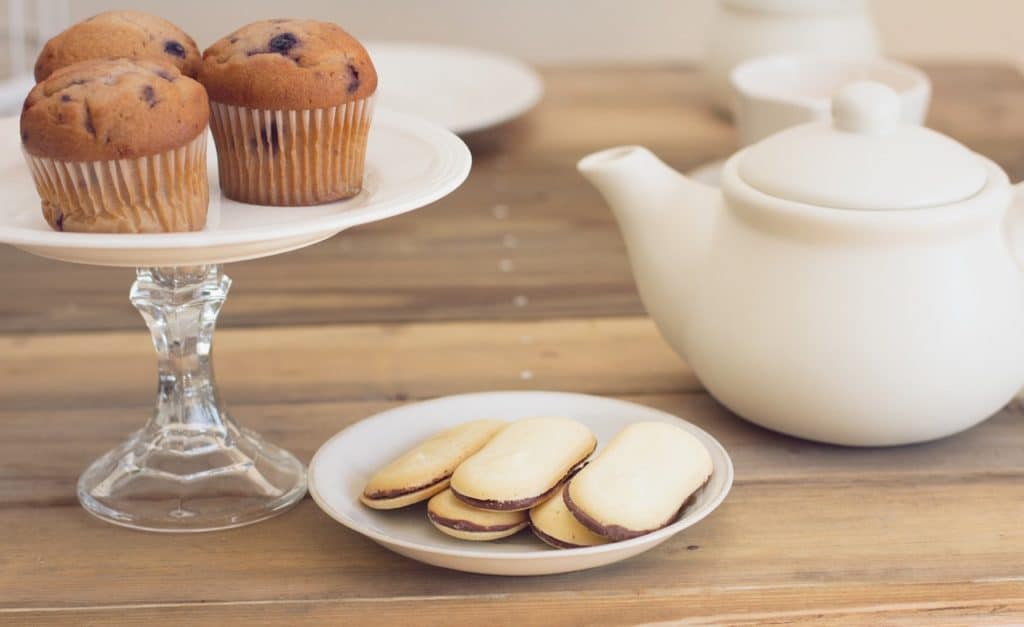 tea party, muffins, teapot