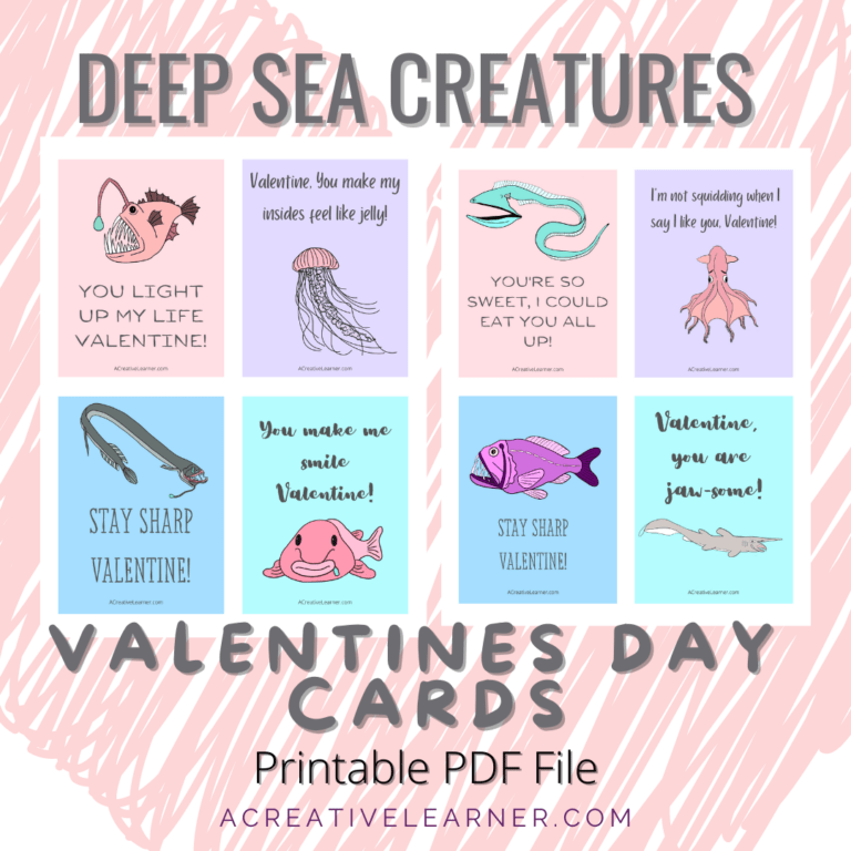 Ocean Animals Valentines Day Cards Printable