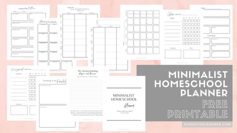 Free Minimalist homeschool planner